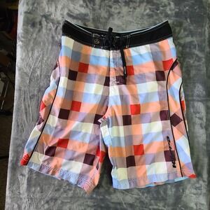 KIRRA Mens Board Shorts Size 32 Surf Dive Color Blocks 11" Inseam Drawstring
